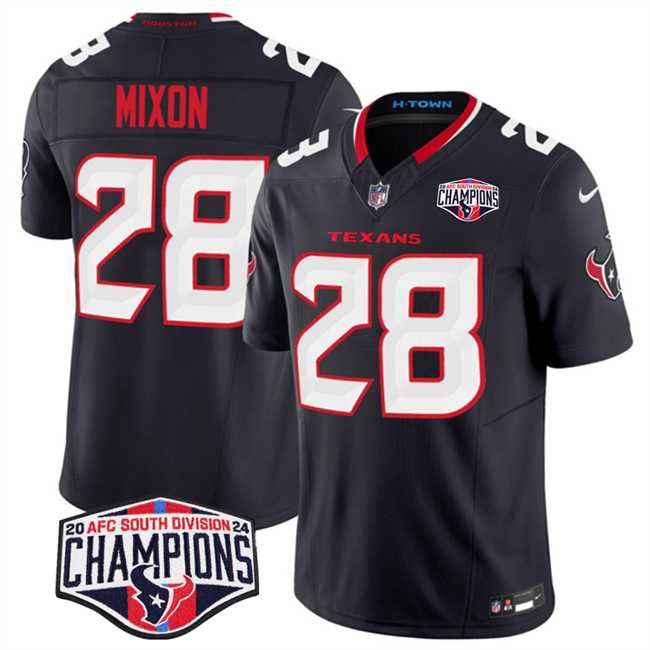 Men%27s Houston Texans #28 Joe Mixon Navy F.U.S.E. 2024 AFC South Division Champions Vapor Limited Stitched Jersey